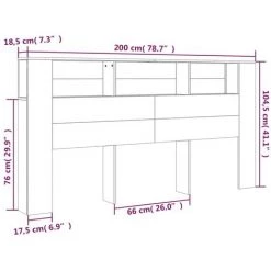 VidaXL Armoire De Tête De Lit Noir 200x18,5x104,5 Cm - Noir 7 VidaXL Armoire De Tête De Lit Noir 200x18,5x104,5 Cm - Noir -Buffet et enfilade Soldes 64876570 3