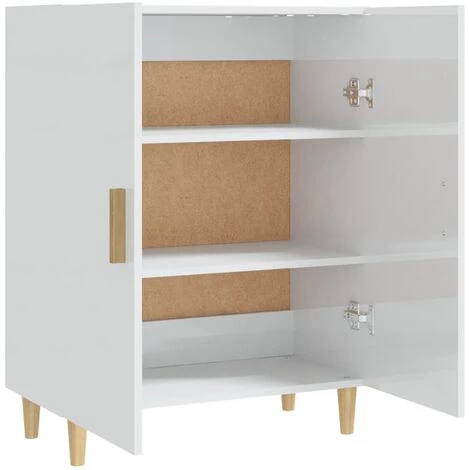 VidaXL Buffet Blanc Brillant 70x34x90 Cm Bois D'ingénierie - Blanc 5 VidaXL Buffet Blanc Brillant 70x34x90 Cm Bois D'ingénierie - Blanc – Image 5