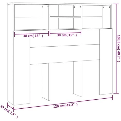 VidaXL Armoire De Tête De Lit Blanc Et Chêne Sonoma 120x19x103,5 Cm - Beige 3 VidaXL Armoire De Tête De Lit Blanc Et Chêne Sonoma 120x19x103,5 Cm - Beige – Image 3