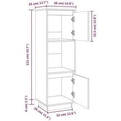 VidaXL Buffet Noir 38x35x117 Cm Bois Massif De Pin - Noir 7 VidaXL Buffet Noir 38x35x117 Cm Bois Massif De Pin - Noir -Buffet et enfilade Soldes 64876617 3