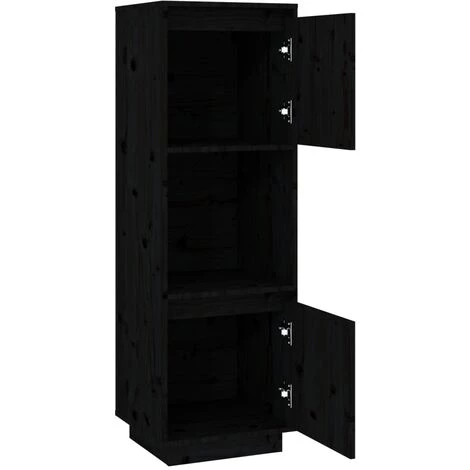 VidaXL Buffet Noir 38x35x117 Cm Bois Massif De Pin - Noir 5 VidaXL Buffet Noir 38x35x117 Cm Bois Massif De Pin - Noir – Image 5