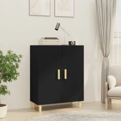 VidaXL Buffet Noir 70x34x90 Cm Bois D'ingénierie - Noir -Buffet et enfilade Soldes 64876639 2