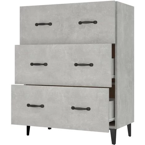 VidaXL Buffet Gris Béton 69,5x34x90 Cm Bois D'ingénierie - Gris 5 VidaXL Buffet Gris Béton 69,5x34x90 Cm Bois D'ingénierie - Gris – Image 5