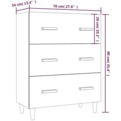 VidaXL Buffet Chêne Marron 70x34x90 Cm Bois D'ingénierie - Brun -Buffet et enfilade Soldes 64876678 3
