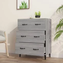 VidaXL Buffet Sonoma Gris 69,5x34x90 Cm Bois D'ingénierie - Gris