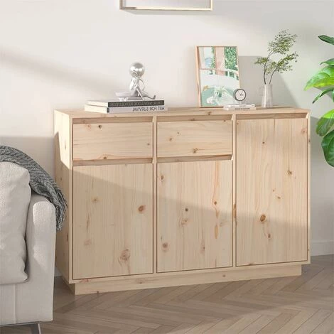 VidaXL Buffet 110x34x75 Cm Bois Massif De Pin - Brun 2 VidaXL Buffet 110x34x75 Cm Bois Massif De Pin - Brun – Image 2