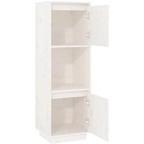 VidaXL Buffet Blanc 38x35x117 Cm Bois Massif De Pin - Blanc 4 VidaXL Buffet Blanc 38x35x117 Cm Bois Massif De Pin - Blanc – Image 4