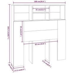 VidaXL Armoire De Tête De Lit Chêne Sonoma 100x19x103,5 Cm - Brun -Buffet et enfilade Soldes 64883223 3