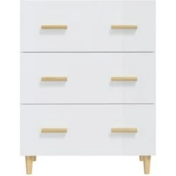 VidaXL Buffet Blanc Brillant 70x34x90 Cm Bois D'ingénierie - Blanc