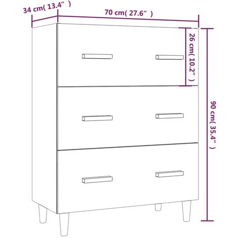 VidaXL Buffet Blanc Brillant 70x34x90 Cm Bois D'ingénierie - Blanc 3 VidaXL Buffet Blanc Brillant 70x34x90 Cm Bois D'ingénierie - Blanc – Image 3