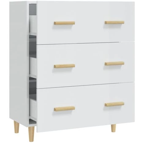 VidaXL Buffet Blanc Brillant 70x34x90 Cm Bois D'ingénierie - Blanc 5 VidaXL Buffet Blanc Brillant 70x34x90 Cm Bois D'ingénierie - Blanc – Image 5