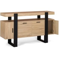 IDMARKET Buffet PHOENIX XL 4 Portes Bois Et Noir 8 IDMARKET Buffet PHOENIX XL 4 Portes Bois Et Noir -Buffet et enfilade Soldes 64927591 4