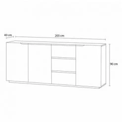 Buffets BOBOCHIC - Buffet 3 Portes 203 Cm DALIA Noir - Noir -Buffet et enfilade Soldes 65034348 4