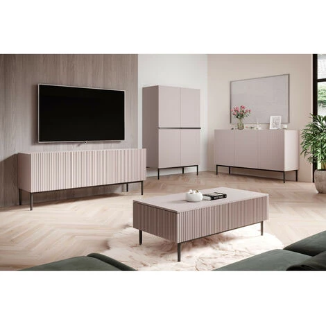 Buffets BOBOCHIC - Buffet Haut 2 Portes 100 Cm KASHA Pieds Noir Rose - Rose 2 Buffets BOBOCHIC - Buffet Haut 2 Portes 100 Cm KASHA Pieds Noir Rose - Rose – Image 2