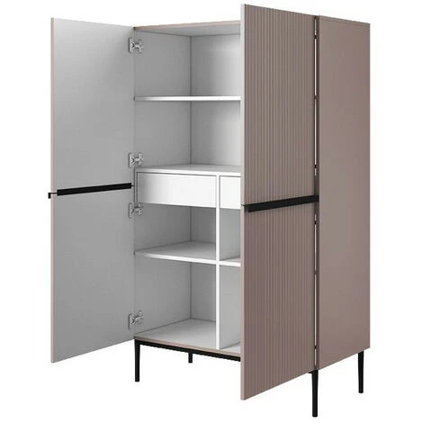 Buffets BOBOCHIC - Buffet Haut 2 Portes 100 Cm KASHA Pieds Noir Rose - Rose 3 Buffets BOBOCHIC - Buffet Haut 2 Portes 100 Cm KASHA Pieds Noir Rose - Rose – Image 3