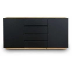 Buffets BOBOCHIC - Buffet 2 Portes 165 Cm DALIA Chêne Et Noir - Chêne Et Noir -Buffet et enfilade Soldes 65034677 2