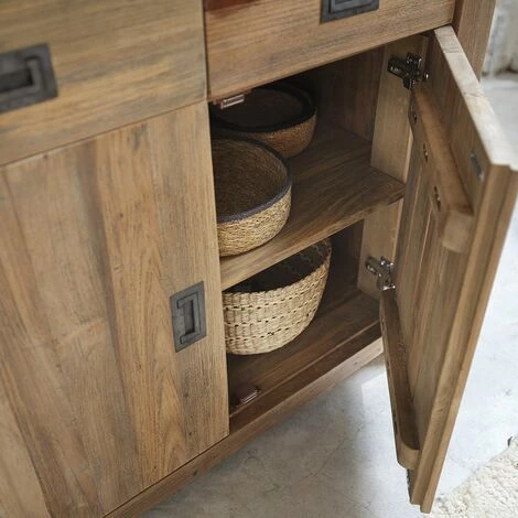 BOIS DESSUS BOIS DESSOUS Buffet En Bois De Teck Recyclé 2 Tiroirs 2 Portes - Naturel 3 BOIS DESSUS BOIS DESSOUS Buffet En Bois De Teck Recyclé 2 Tiroirs 2 Portes - Naturel – Image 3