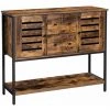 HELLOSHOP26 Meuble De Rangement Buffet Avec 2 Tiroirs 2 Placards étagère Pour Salle à Manger Salon Cuisine 100 Cm Style Industriel Marron Rustique Et Noir - Marron