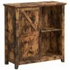 HELLOSHOP26 Meuble De Rangement Buffet Placard Avec Porte De Grange étagères Réglables Pour Salle à Manger Salon Cuisine Entrée 83 Cm Marron Rustique - Marron