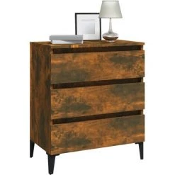 VidaXL Buffet Chêne Fumé 60x35x69 Cm Bois D'ingénierie - Brun -Buffet et enfilade Soldes 65388751 4