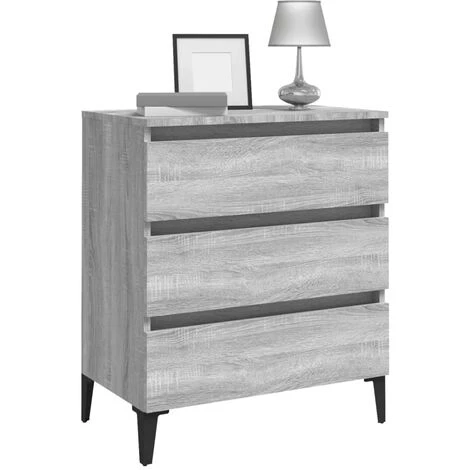 VidaXL Buffet Sonoma Gris 60x35x69 Cm Bois D'ingénierie - Gris 4 VidaXL Buffet Sonoma Gris 60x35x69 Cm Bois D'ingénierie - Gris – Image 4