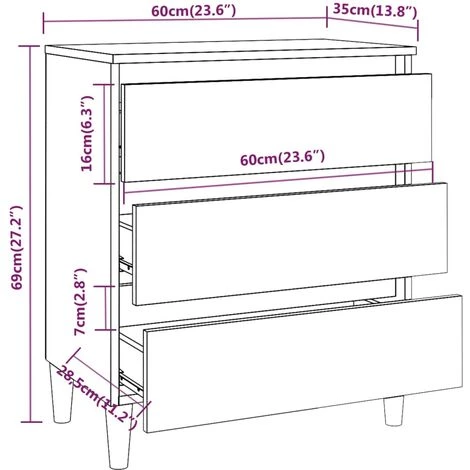 VidaXL Buffet Sonoma Gris 60x35x69 Cm Bois D'ingénierie - Gris 3 VidaXL Buffet Sonoma Gris 60x35x69 Cm Bois D'ingénierie - Gris – Image 3