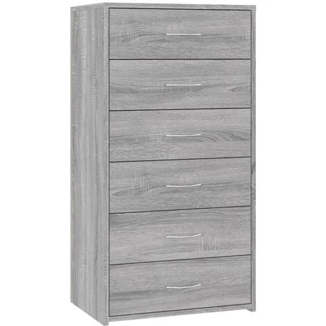 VidaXL Buffet Avec 6 Tiroirs Sonoma Gris 50x34x96 Cm Bois D'ingénierie - Gris 1 VidaXL Buffet Avec 6 Tiroirs Sonoma Gris 50x34x96 Cm Bois D'ingénierie - Gris