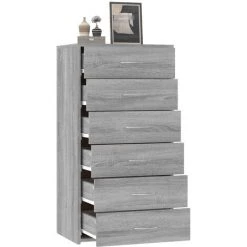 VidaXL Buffet Avec 6 Tiroirs Sonoma Gris 50x34x96 Cm Bois D'ingénierie - Gris 8 VidaXL Buffet Avec 6 Tiroirs Sonoma Gris 50x34x96 Cm Bois D'ingénierie - Gris -Buffet et enfilade Soldes 65532515 4