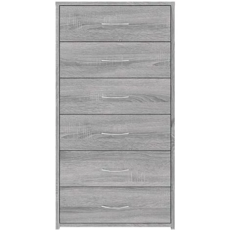VidaXL Buffet Avec 6 Tiroirs Sonoma Gris 50x34x96 Cm Bois D'ingénierie - Gris 5 VidaXL Buffet Avec 6 Tiroirs Sonoma Gris 50x34x96 Cm Bois D'ingénierie - Gris – Image 5