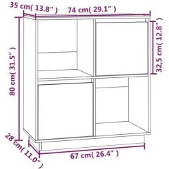 VidaXL Buffet 74x35x80 Cm Bois Massif De Pin - Brun -Buffet et enfilade Soldes 65648542 3