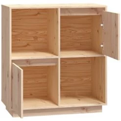 VidaXL Buffet 74x35x80 Cm Bois Massif De Pin - Brun -Buffet et enfilade Soldes 65648542 5