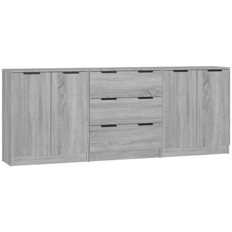 VidaXL Buffets 3 Pcs Sonoma Gris Bois D'ingénierie - Gris 1 VidaXL Buffets 3 Pcs Sonoma Gris Bois D'ingénierie - Gris