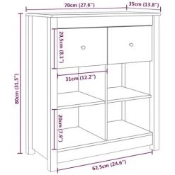 VidaXL Buffet Marron Miel 70x35x80 Cm Bois Massif De Pin - Brun 7 VidaXL Buffet Marron Miel 70x35x80 Cm Bois Massif De Pin - Brun -Buffet et enfilade Soldes 65848960 3