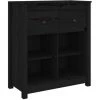 VidaXL Buffet Noir 70x35x80 Cm Bois Massif De Pin - Noir