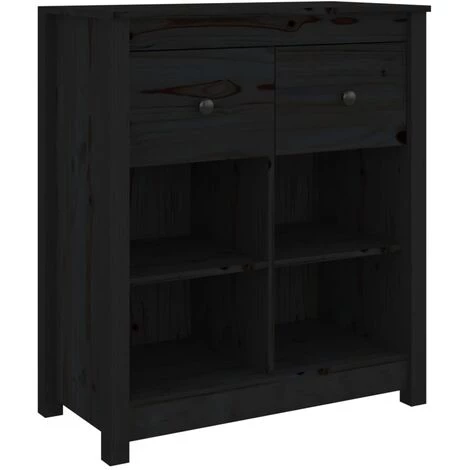 VidaXL Buffet Noir 70x35x80 Cm Bois Massif De Pin - Noir 1 VidaXL Buffet Noir 70x35x80 Cm Bois Massif De Pin - Noir