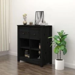VidaXL Buffet Noir 70x35x80 Cm Bois Massif De Pin - Noir 6 VidaXL Buffet Noir 70x35x80 Cm Bois Massif De Pin - Noir -Buffet et enfilade Soldes 65849046 2