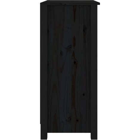 VidaXL Buffet Noir 70x35x80 Cm Bois Massif De Pin - Noir 4 VidaXL Buffet Noir 70x35x80 Cm Bois Massif De Pin - Noir – Image 4