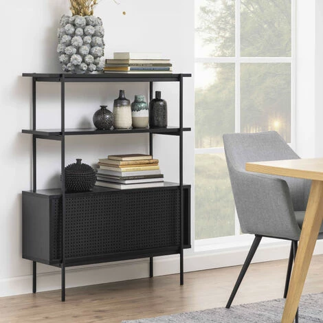 OVIALA Buffet Style Industriel Noir - Noir 2 OVIALA Buffet Style Industriel Noir - Noir – Image 2