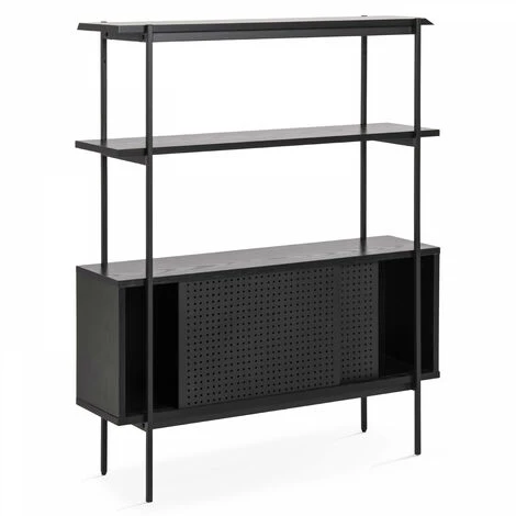OVIALA Buffet Style Industriel Noir - Noir 3 OVIALA Buffet Style Industriel Noir - Noir – Image 3