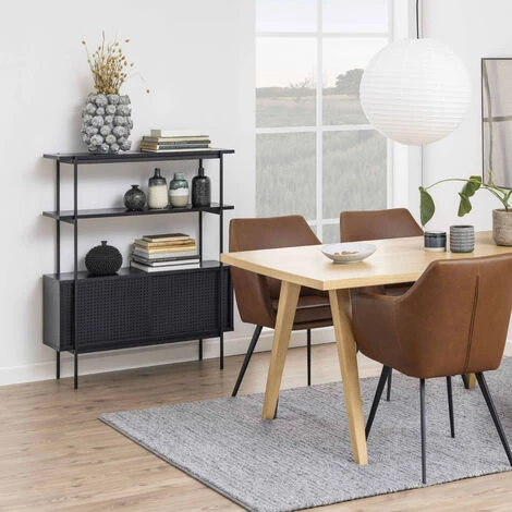 OVIALA Buffet Style Industriel Noir - Noir 4 OVIALA Buffet Style Industriel Noir - Noir – Image 4