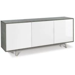 SARMOG Buffet Design Moderne 3 Portes Buffet Salon Cuisine Perth | Couleur: Gris / Blanc 8 SARMOG Buffet Design Moderne 3 Portes Buffet Salon Cuisine Perth | Couleur: Gris / Blanc -Buffet et enfilade Soldes 65877617 4