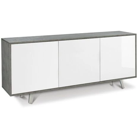SARMOG Buffet Design Moderne 3 Portes Buffet Salon Cuisine Perth | Couleur: Gris / Blanc 4 SARMOG Buffet Design Moderne 3 Portes Buffet Salon Cuisine Perth | Couleur: Gris / Blanc – Image 4