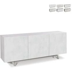 SARMOG Buffet Design Moderne 170x40cm 3 Portes Salon Cuisine Anton | Couleur: Blanc
