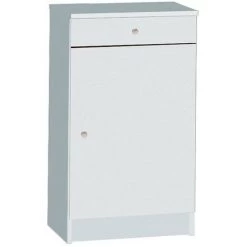 SARMOG Table De Chevet De Chambre Mobile 1 Porte Avec étagère à Tiroirs Drew | Couleur: Blanc -Buffet et enfilade Soldes 65878013 3