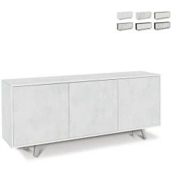 SARMOG Buffet Design Moderne 3 Portes Salon Cuisine Sterling | Couleur: Blanc