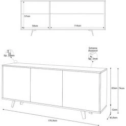 SARMOG Buffet Design Moderne 3 Portes Salon Cuisine Sterling | Couleur: Blanc -Buffet et enfilade Soldes 65878091 4