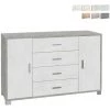 SARMOG Buffet 2 Portes 4 Tiroirs Meuble TV Buffet Salon Talia | Couleur: Gris / Blanc