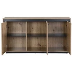 VENTE-UNIQUE.COM Buffet 3 Portes En MDF - Naturel Et Noir - NALAMANE - Naturel Clair -Buffet et enfilade Soldes 65900642 5