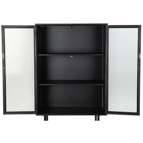 BRICOMARTEAU Buffet DKD Home Decor Verre Noir MDF (70 X 38 X 110 Cm) 4 BRICOMARTEAU Buffet DKD Home Decor Verre Noir MDF (70 X 38 X 110 Cm) – Image 4