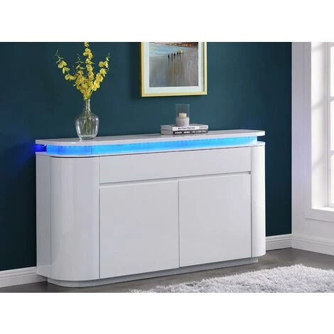VENTE-UNIQUE.COM Buffet 4 Portes Et 2 Tiroirs Avec LEDs - MDF - Blanc Laqué - VANDANA - Blanc 1 VENTE-UNIQUE.COM Buffet 4 Portes Et 2 Tiroirs Avec LEDs - MDF - Blanc Laqué - VANDANA - Blanc
